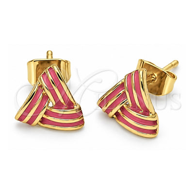 Oro Laminado Stud Earring, Gold Filled Style Love Knot Design, Red Enamel Finish, Golden Finish, 5.126.029.1 *PROMO*