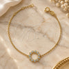 Oro Laminado Fancy Bracelet, Gold Filled Style with White Micro Pave, Polished, Golden Finish, 03.91.0021 (0.35 Gauge, 01 MM Thickness, 7 Inches Length)