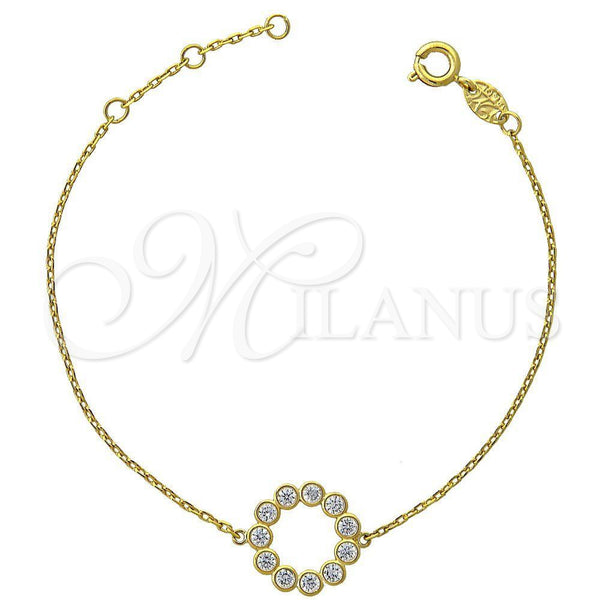 Oro Laminado Fancy Bracelet, Gold Filled Style with White Micro Pave, Polished, Golden Finish, 03.91.0021 (0.35 Gauge, 01 MM Thickness, 7 Inches Length)