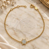 Oro Laminado Fancy Bracelet, Gold Filled Style Star and Rolo Design, with White Micro Pave, Polished, Golden Finish, 03.91.0029 (7 Inches Length)
