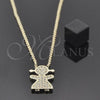 Oro Laminado Pendant Necklace, Gold Filled Style Little Girl Design, with White Micro Pave, Polished, Golden Finish, 04.91.0002 (18 Inches Length)