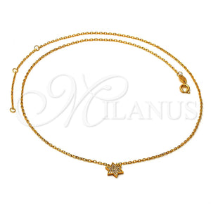 Oro Laminado Pendant Necklace, Gold Filled Style Star and Rolo Design, with White Micro Pave, Polished, Golden Finish, 04.91.0006 (20 Inches Length)