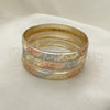 Gold Plated Dozen Bangle, Diamond Cutting Finish, Tricolor, 03.08.0088.01 (06 MM Thickness, Size 1 (1.50 Diameter))