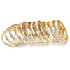 Gold Plated Dozen Bangle, Diamond Cutting Finish, Tricolor, 03.08.0088.02 (06 MM Thickness, Size 2 - 1.75 Diameter)