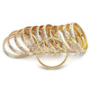 Gold Plated Dozen Bangle, Diamond Cutting Finish, Tricolor, 03.08.0088.02 (06 MM Thickness, Size 2 (1.75 Diameter))