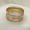 Gold Plated Dozen Bangle, Diamond Cutting Finish, Tricolor, 03.08.0088.02 (06 MM Thickness, Size 2 (1.75 Diameter))