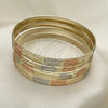 Gold Plated Dozen Bangle, Diamond Cutting Finish, Tricolor, 03.08.0088.06 (06 MM Thickness, Size 6 - 2.75 Diameter)