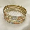 Gold Plated Dozen Bangle, Diamond Cutting Finish, Tricolor, 03.08.0088.06 (06 MM Thickness, Size 6 (2.75 Diameter))