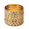 Gold Plated Dozen Bangle, Diamond Cutting Finish, Tricolor, 03.08.0088.06 (06 MM Thickness, Size 6 (2.75 Diameter))