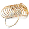 Gold Plated Dozen Bangle, Diamond Cutting Finish, Tricolor, 03.08.0088.07 (06 MM Thickness, Size 7 (3.00 Diameter))