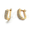 Oro Laminado Huggie Hoop, Gold Filled Style with Brown Micro Pave, Polished, Golden Finish, 02.162.0008