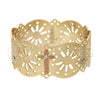 Gold Plated Individual Bangle, Cross Design, with White Cubic Zirconia, Polished, Tricolor, 03.08.0101.05 (25 MM Thickness, Size 5 (2.50 Diameter))