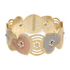 Gold Plated Individual Bangle, Heart Design, Polished, Tricolor, 03.08.0102.05 (25 MM Thickness, Size 5 (2.50 Diameter))