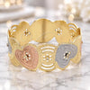 Gold Plated Individual Bangle, Heart Design, Polished, Tricolor, 03.08.0102.06 (25 MM Thickness, Size 6 (2.75 Diameter))