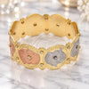 Gold Plated Individual Bangle, Elephant Design, Polished, Tricolor, 03.08.0103.05 (24 MM Thickness, Size 5 (2.50 Diameter))