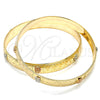 Gold Plated Set Bangle, Teddy Bear Design, Diamond Cutting Finish, Tricolor, 03.08.0106.05 (10 MM Thickness, Size 5 (2.50 Diameter))