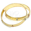 Gold Plated Set Bangle, Teddy Bear Design, Diamond Cutting Finish, Tricolor, 03.08.0106.05 (10 MM Thickness, Size 5 (2.50 Diameter))