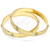Gold Plated Set Bangle, Teddy Bear Design, Diamond Cutting Finish, Tricolor, 03.08.0106.05 (10 MM Thickness, Size 5 (2.50 Diameter))