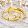 Gold Plated Set Bangle, Teddy Bear Design, Diamond Cutting Finish, Tricolor, 03.08.0106.06 (10 MM Thickness, Size 6 (2.75 Diameter))
