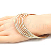 Gold Plated Semanario Bangle, Diamond Cutting Finish, Tricolor, 03.08.0117.05 (02 MM Thickness, Size 5 (2.50 Diameter))