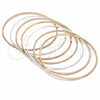 Gold Plated Semanario Bangle, Diamond Cutting Finish, Tricolor, 03.08.0117.05 (02 MM Thickness, Size 5 (2.50 Diameter))