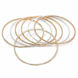 Gold Plated Semanario Bangle, Diamond Cutting Finish, Tricolor, 03.08.0117.05 (02 MM Thickness, Size 5 (2.50 Diameter))