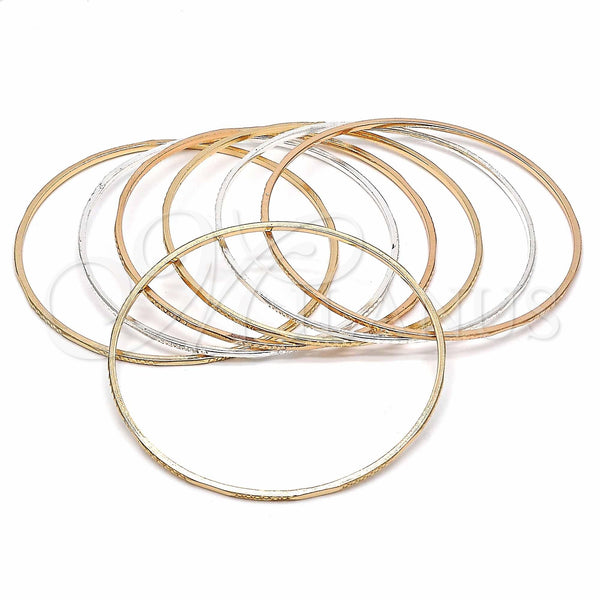 Gold Plated Semanario Bangle, Diamond Cutting Finish, Tricolor, 03.08.0117.05 (02 MM Thickness, Size 5 (2.50 Diameter))