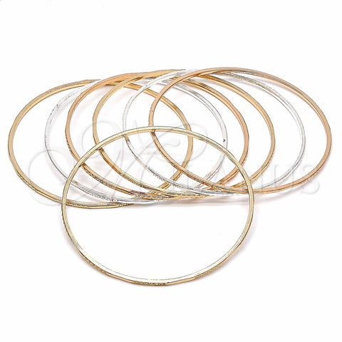 Gold Plated Semanario Bangle, Diamond Cutting Finish, Tricolor, 03.08.0117.05 (02 MM Thickness, Size 5 (2.50 Diameter))