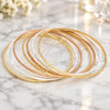 Gold Plated Semanario Bangle, Diamond Cutting Finish, Tricolor, 03.08.0125.05 (02 MM Thickness, Size 5 (2.50 Diameter))