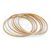 Gold Plated Semanario Bangle, Diamond Cutting Finish, Tricolor, 03.08.0125.06 (02 MM Thickness, Size 6 (2.75 Diameter))