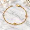 Gold Plated Fancy Bracelet, Ball Design, Diamond Cutting Finish, Tricolor, 03.08.0128.07 (25 MM Thickness, 7 Inches Length)