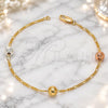 Gold Plated Fancy Bracelet, Ball Design, Diamond Cutting Finish, Tricolor, 03.08.0129.08 (30 MM Thickness, 8 Inches Length)