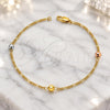 Gold Plated Fancy Bracelet, Ball Design, Polished, Tricolor, 03.08.0131.08 (20 MM Thickness, 8 Inches Length)