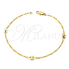 Gold Plated Fancy Bracelet, Ball Design, Polished, Tricolor, 03.08.0131.08 (20 MM Thickness, 8 Inches Length)