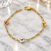 Gold Plated Fancy Bracelet, Ball Design, Polished, Tricolor, 03.08.0132.08 (35 MM Thickness, 8 Inches Length)