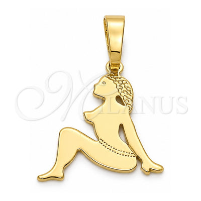 Oro Laminado Fancy Pendant, Gold Filled Style Diamond Cutting Finish, Golden Finish, 05.163.0011