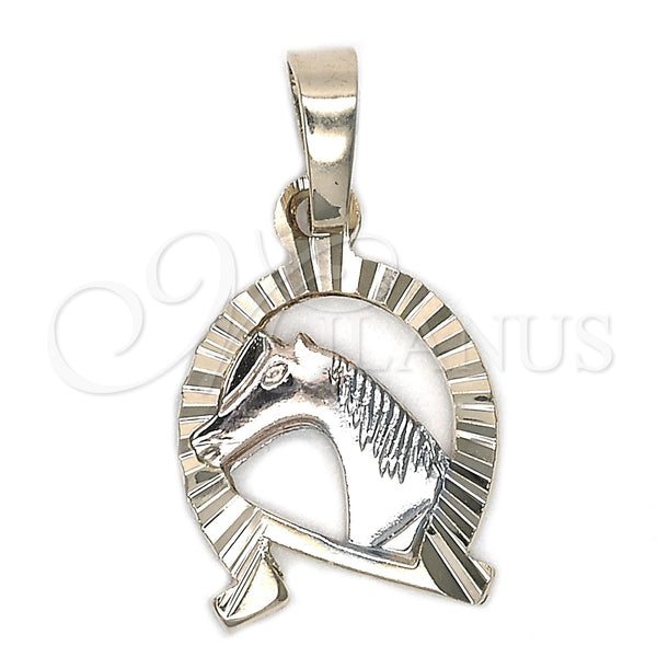Oro Laminado Fancy Pendant, Gold Filled Style Horse Design, Diamond Cutting Finish, Tricolor, 05.163.0015.1