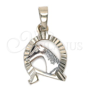 Oro Laminado Fancy Pendant, Gold Filled Style Horse Design, Diamond Cutting Finish, Tricolor, 05.163.0015.1