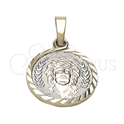 Oro Laminado Religious Pendant, Gold Filled Style Jesus Design, Diamond Cutting Finish, Tricolor, 05.163.0027.1