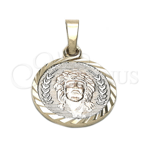 Oro Laminado Religious Pendant, Gold Filled Style Jesus Design, Diamond Cutting Finish, Tricolor, 05.163.0027.1