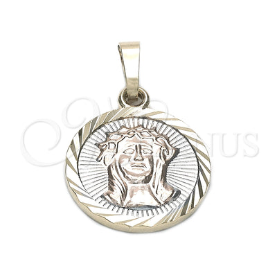 Oro Laminado Religious Pendant, Gold Filled Style Jesus Design, Diamond Cutting Finish, Tricolor, 05.163.0040.1 for wholesale, main product view