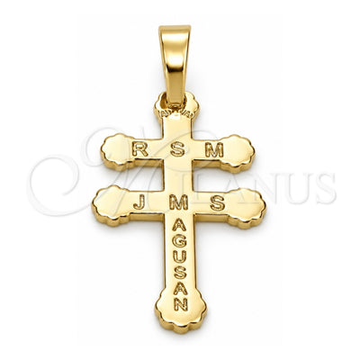 Oro Laminado Religious Pendant, Gold Filled Style Cross Design, Polished, Golden Finish, 05.163.0041