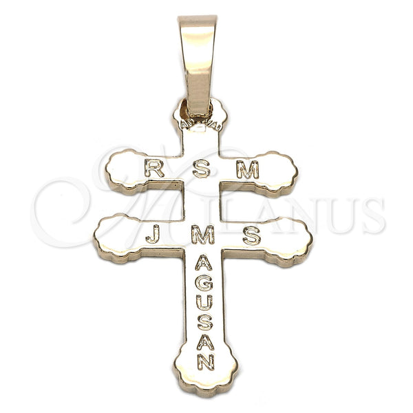 Oro Laminado Religious Pendant, Gold Filled Style Cross Design, Polished, Golden Finish, 05.163.0041