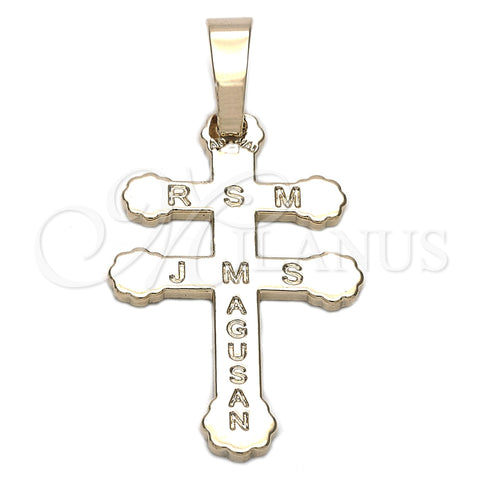Oro Laminado Religious Pendant, Gold Filled Style Cross Design, Polished, Golden Finish, 05.163.0041