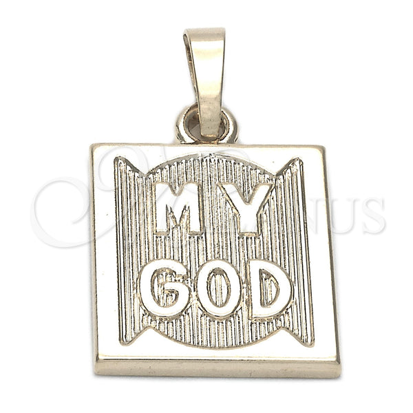 Oro Laminado Religious Pendant, Gold Filled Style Diamond Cutting Finish, Golden Finish, 05.163.0044