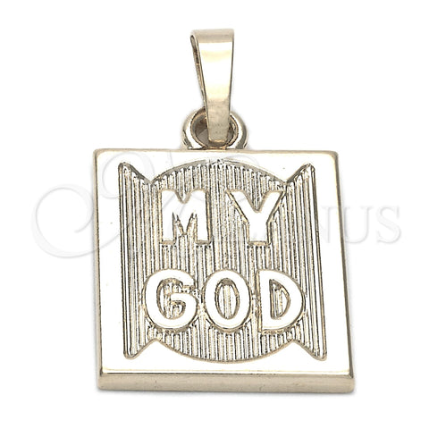 Oro Laminado Religious Pendant, Gold Filled Style Diamond Cutting Finish, Golden Finish, 05.163.0044