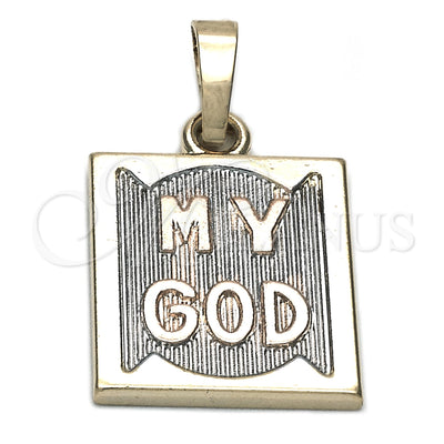 Oro Laminado Religious Pendant, Gold Filled Style Diamond Cutting Finish, Tricolor, 05.163.0044.1