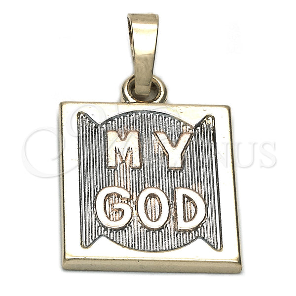 Oro Laminado Religious Pendant, Gold Filled Style Diamond Cutting Finish, Tricolor, 05.163.0044.1
