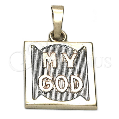 Oro Laminado Religious Pendant, Gold Filled Style Diamond Cutting Finish, Tricolor, 05.163.0044.1
