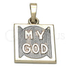 Oro Laminado Religious Pendant, Gold Filled Style Diamond Cutting Finish, Tricolor, 05.163.0044.1